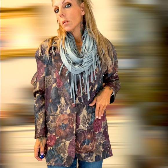 Marni Jackets & Blazers - Vintage metallic floral brocade tapestry jacquard blazer & fringe infinity scarf